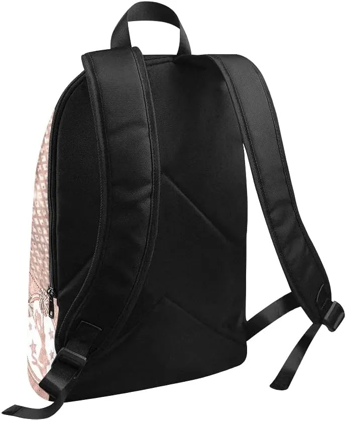 Personalized Girl Cheer Rose Gold Print Backpack with Name Custom Travel Daypack Bag for Man Woman Gifts