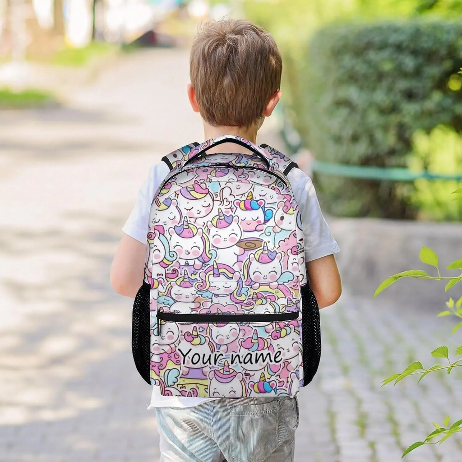 Personalized Unicorn Backpacks for Girls Boys, 16 Inch Cute Backpack for School, Pink, Large Capacity, Durable, Lightweight Bookbag for Kids Travel