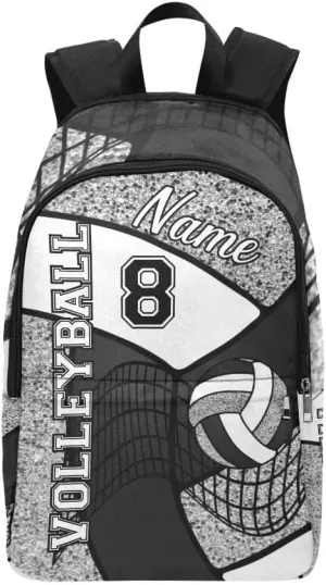 Personalized Volleyball Black and White Backpack with Name Custom Travel Daypack Bag for Man Woman Gifts