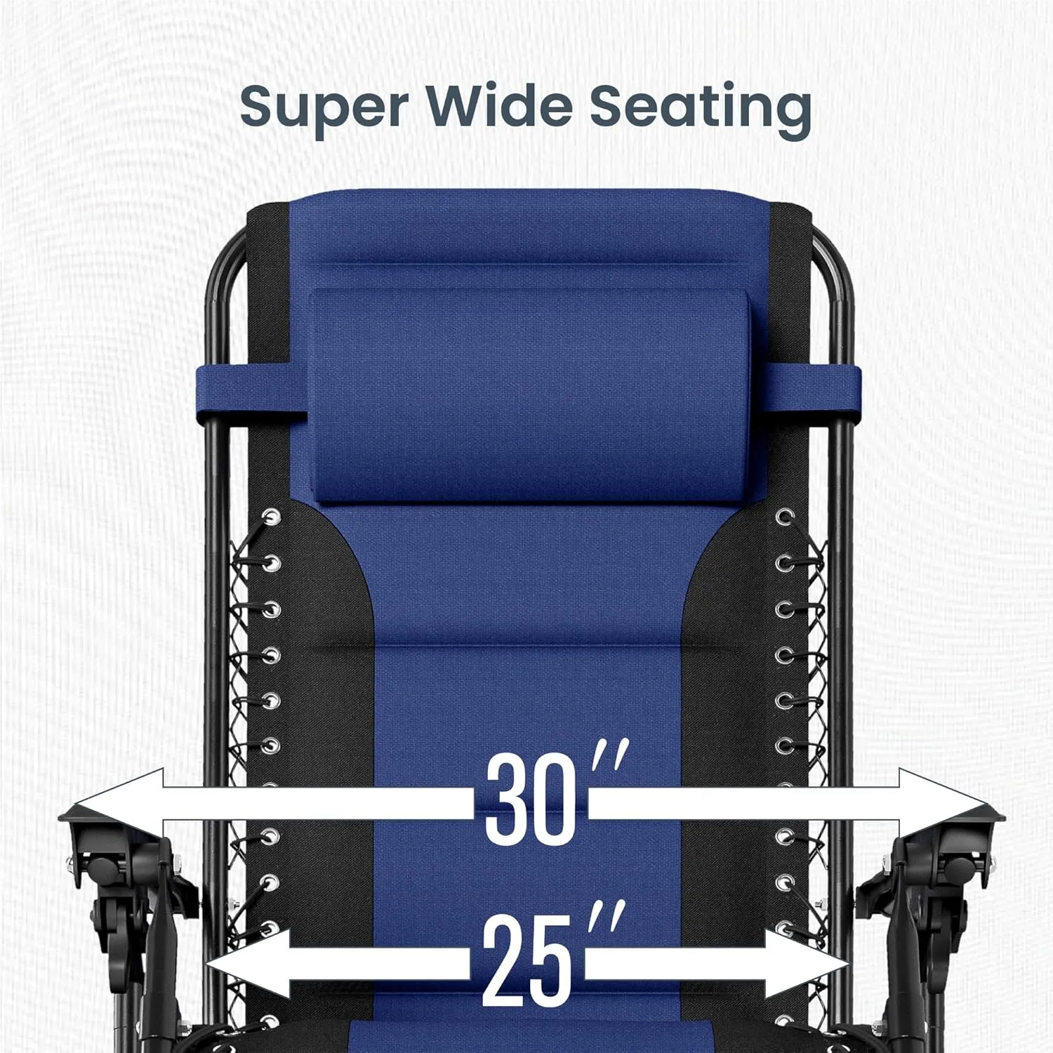 PHI VILLA Oversized Padded Zero Gravity Lounge Chair Folding Patio Recliner with Adjustable Headrest & Cup Holder, Support 350 LBS (Blue)