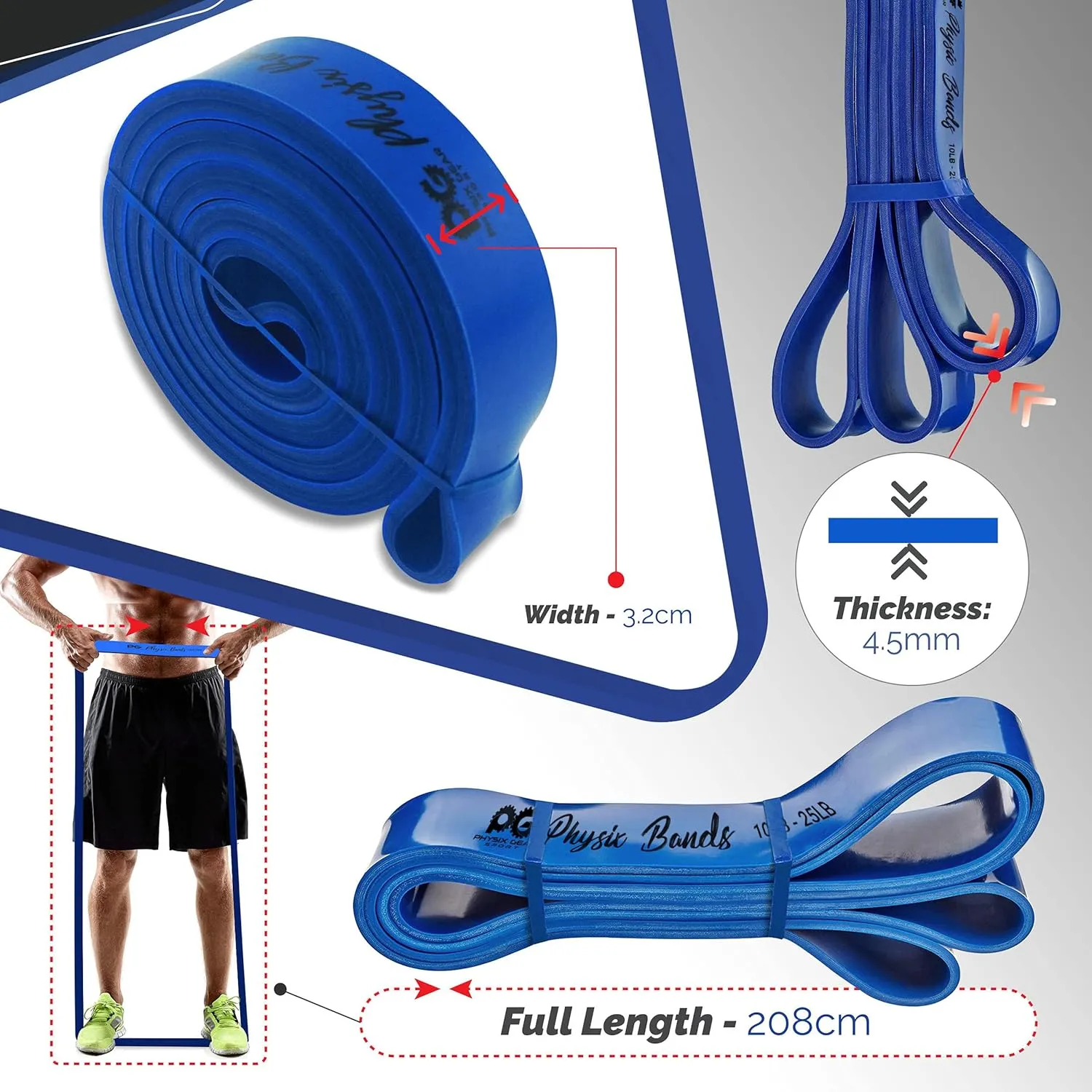 Physix Gear Workout Bands for Pullups Set, Pull Up Resistance Bands Set, Long Bands for Workout and Exercise Bands Pull Ups, Pull Ups Resistance Bands, Calisthenics Resistance Bands, Pullup Bands Set