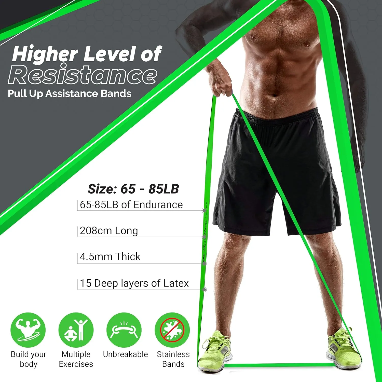 Physix Gear Workout Bands for Pullups Set, Pull Up Resistance Bands Set, Long Bands for Workout and Exercise Bands Pull Ups, Pull Ups Resistance Bands, Calisthenics Resistance Bands, Pullup Bands Set