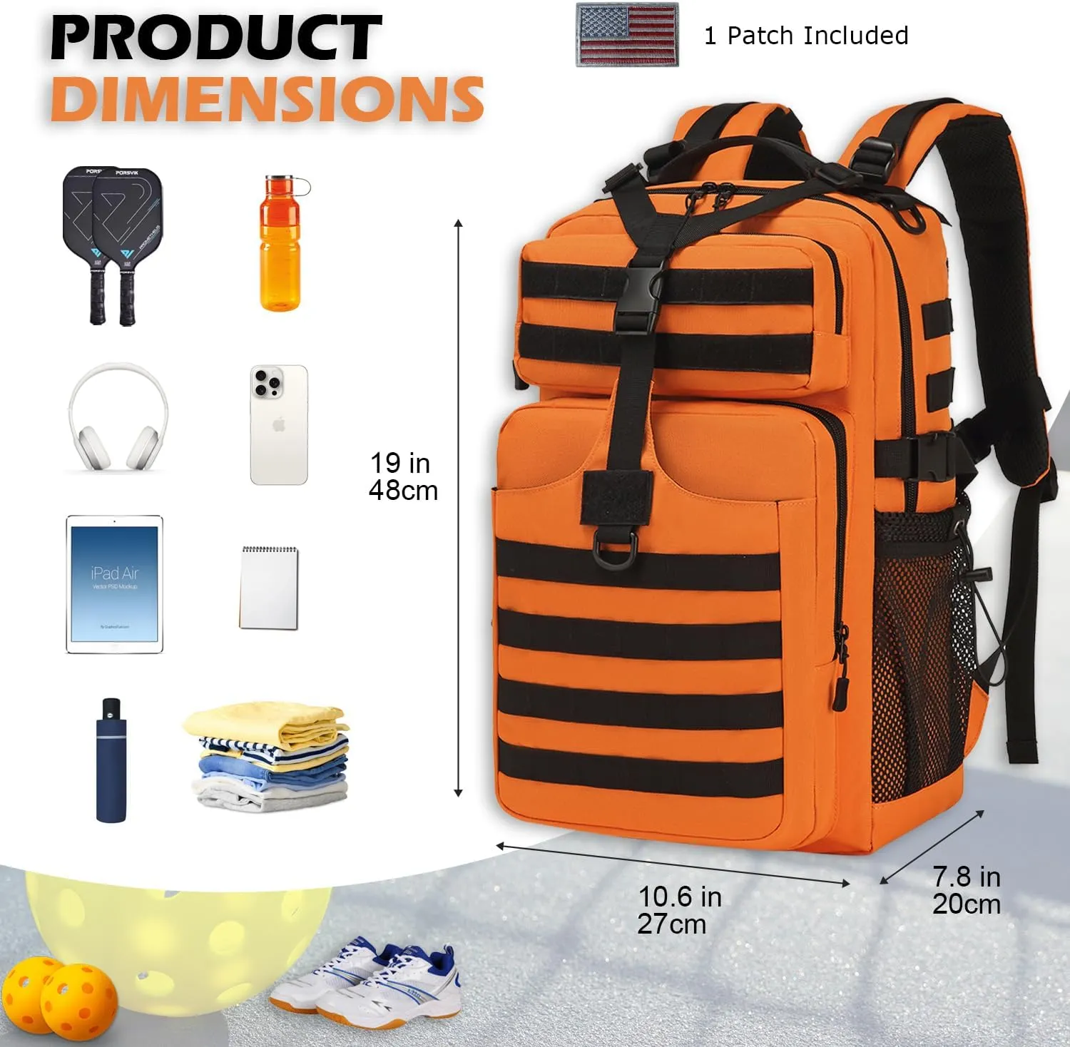 Pickleball Backpack for Men and Women, Tactical Pickleball Paddle Bag with Molle System Design