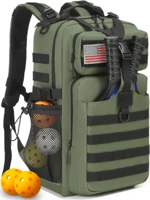 Pickleball Backpack for Men and Women, Tactical Pickleball Paddle Bag with Molle System Design