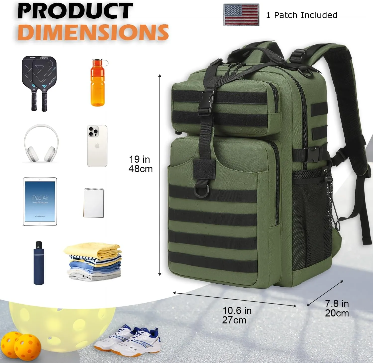 Pickleball Backpack for Men and Women, Tactical Pickleball Paddle Bag with Molle System Design