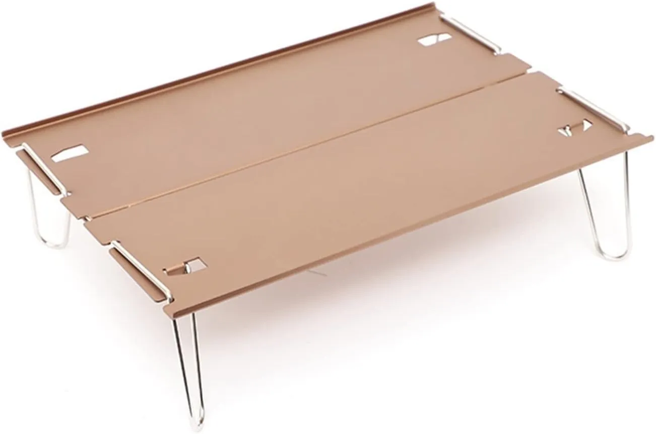Picnic Tables, Camping Table, Barbecue, Outdoor Picnic Desk, Lightweight Folding Table with Rigid Top, Aluminium Alloy Mini Table (Champagne)