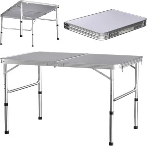 Picnic Tables Folding 3ft, Folding Aluminum Camping Table, Camping Tables That Fold Up, Compact Garden Table with Carry Hand for Indoor Outdoor Picnic Camp Backyard BBQ, White, 35.4 * 23.6 * 26.4inch