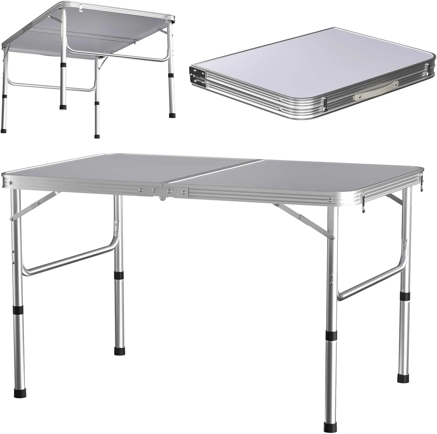 Picnic Tables Folding 3ft, Folding Aluminum Camping Table, Camping Tables That Fold Up, Compact Garden Table with Carry Hand for Indoor Outdoor Picnic Camp Backyard BBQ, White, 35.4 * 23.6 * 26.4inch