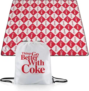 PICNIC TIME Coca-Cola Impresa Picnic Blanket, Lightweight Beach Blanket, Machine Washable, (Red and White)