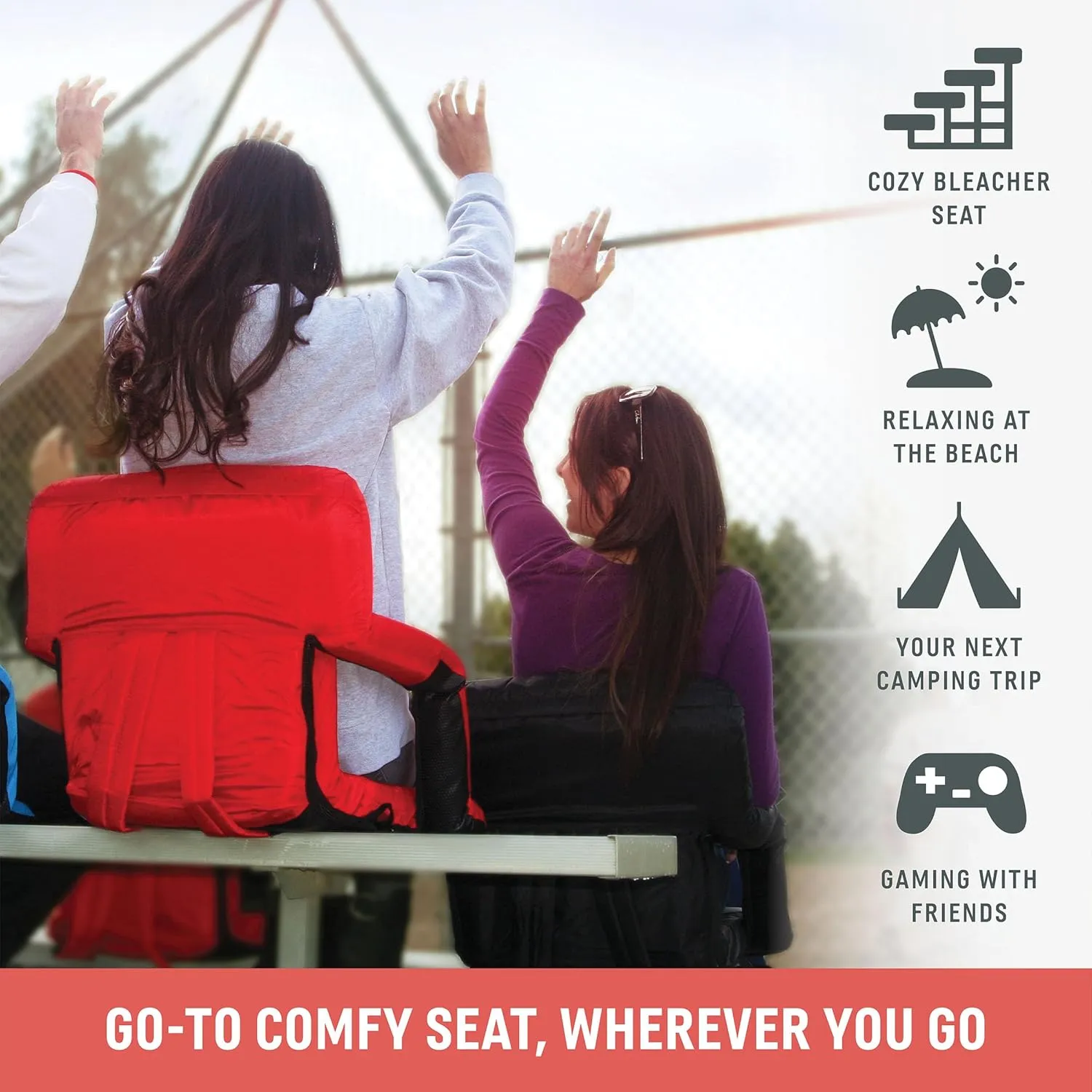 PICNIC TIME ONIVA - a Brand Ventura Reclining Stadium Seat with Back Support - Bleacher Seat - Beach Floor Chair, (Lime Green)