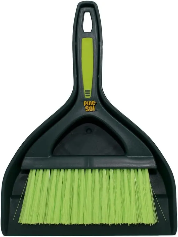 Pine-Sol Mini Dustpan and Brush Set | Nesting Snap-On Design | Portable, Compact Dust Pan and Hand Broom for Cleaning, Green