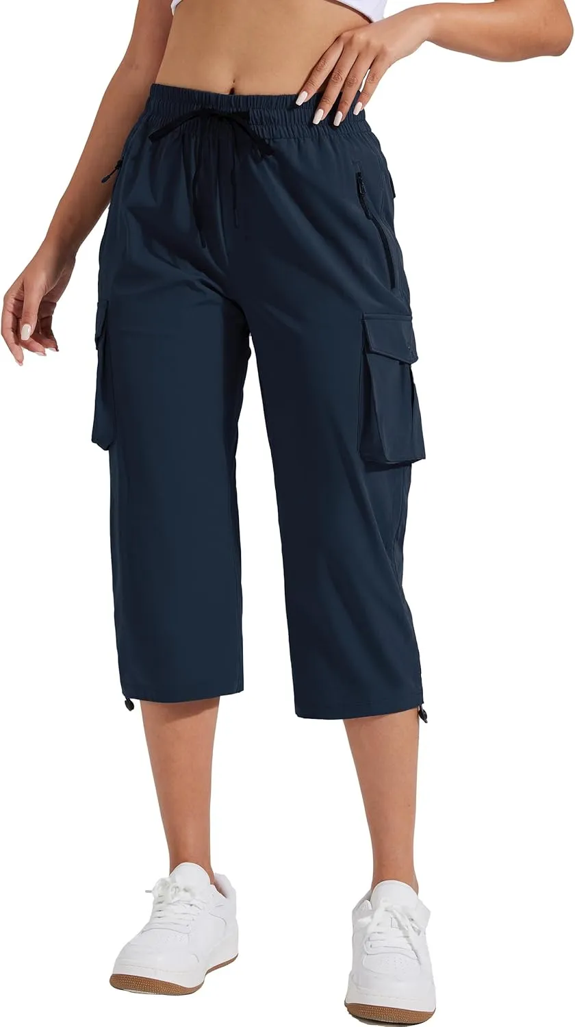 Pioneer Camp Women's Cargo Capris Hiking Pants Lightweight Quick Dry Outdoor Camping Stretch Summer Pants for Women Casual