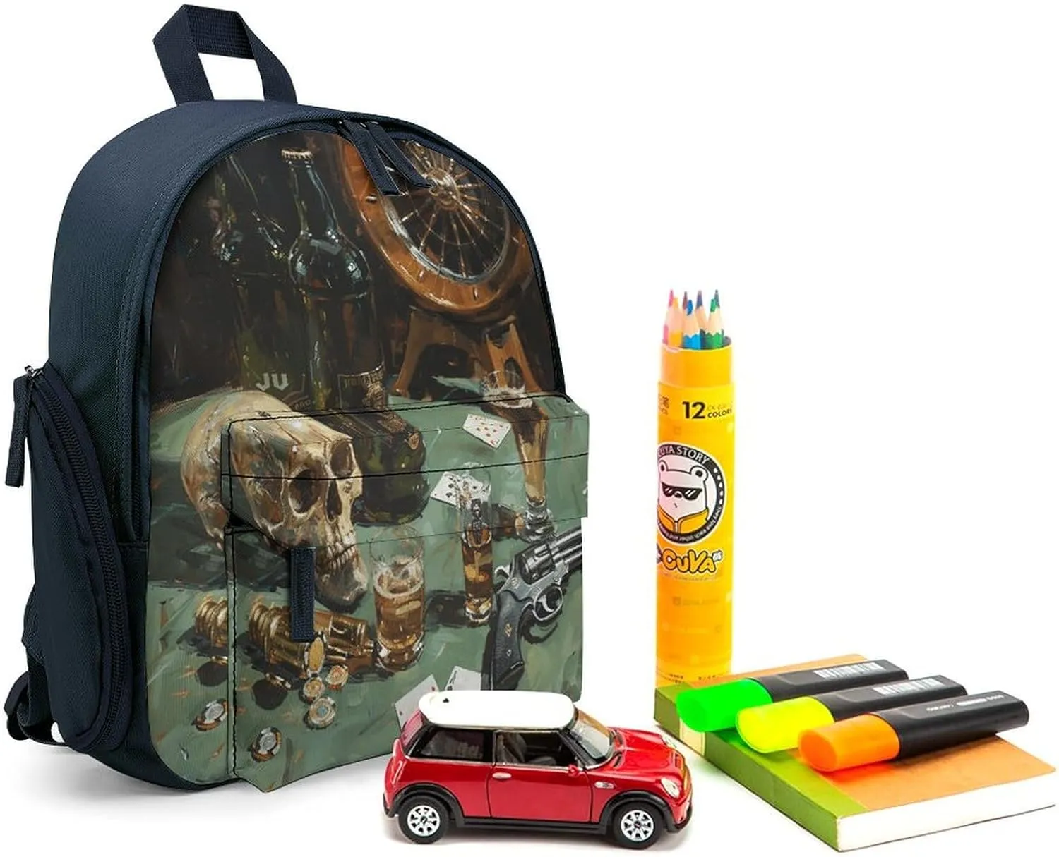 Pistol And Cards Travel Backpack Casual Bag Lightweight Hiking Backpacks for Business, Travelling, Hiking