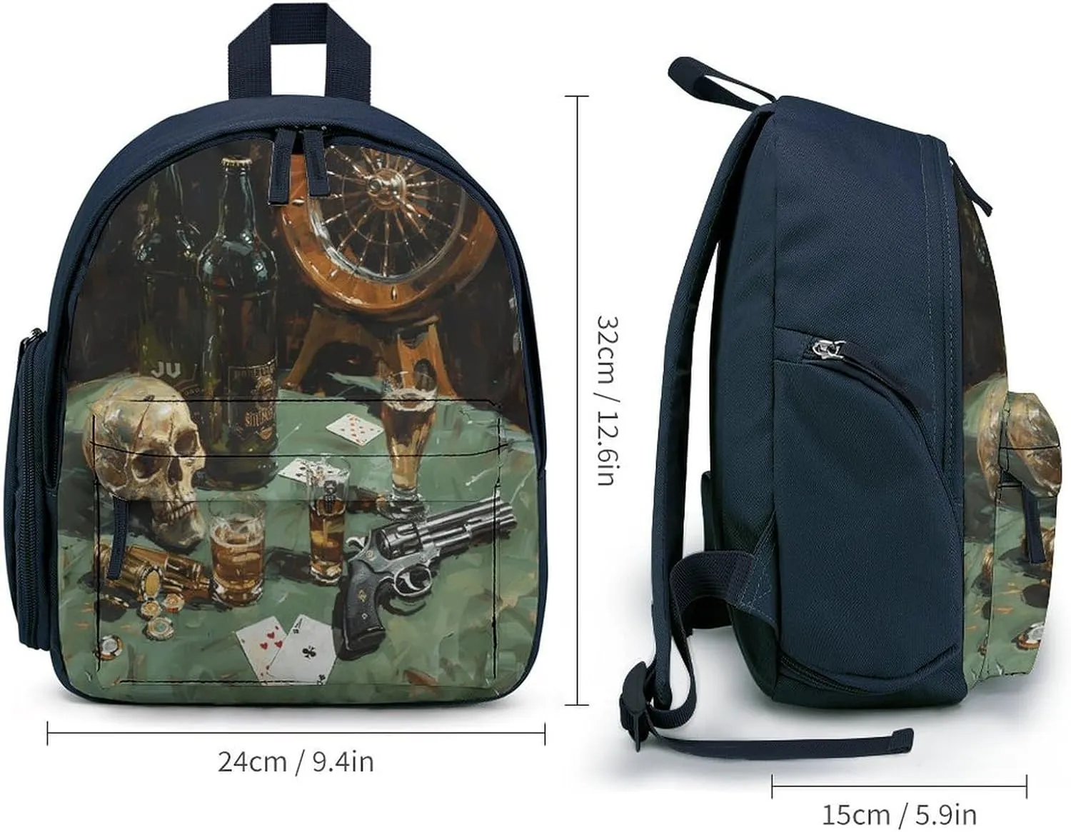 Pistol And Cards Travel Backpack Casual Bag Lightweight Hiking Backpacks for Business, Travelling, Hiking