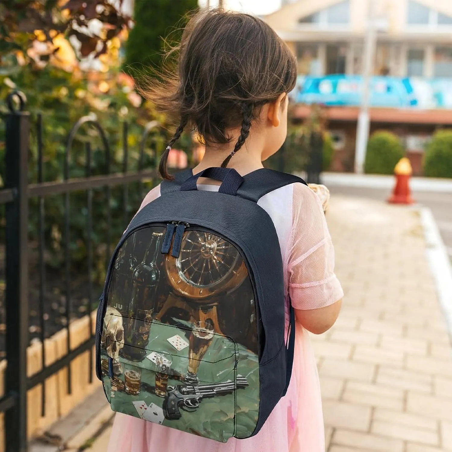 Pistol And Cards Travel Backpack Casual Bag Lightweight Hiking Backpacks for Business, Travelling, Hiking