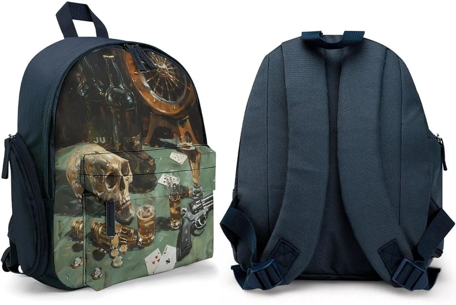 Pistol And Cards Travel Backpack Casual Bag Lightweight Hiking Backpacks for Business, Travelling, Hiking