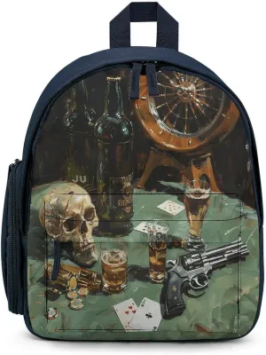 Pistol And Cards Travel Backpack Casual Bag Lightweight Hiking Backpacks for Business, Travelling, Hiking