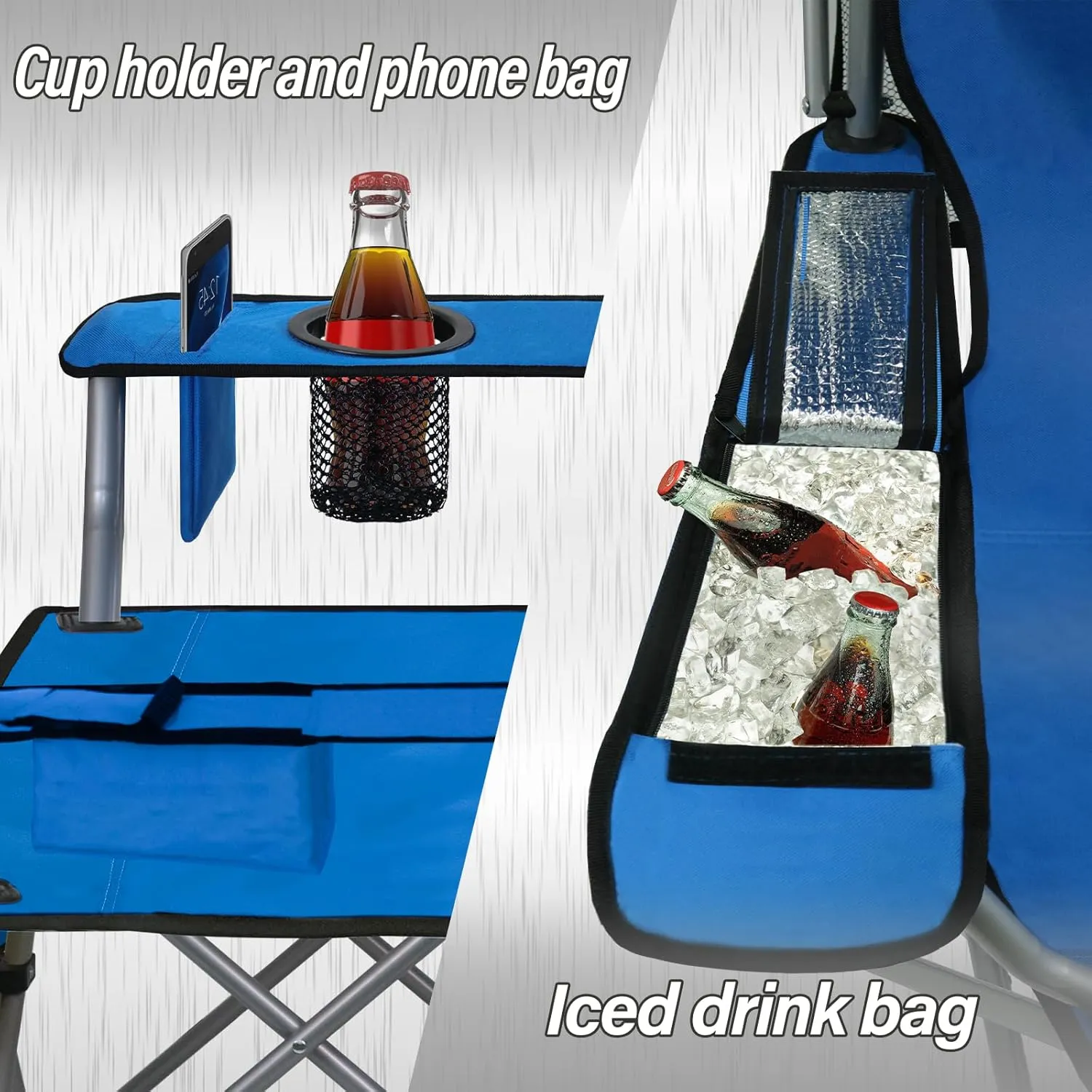 PLKO Camping Chairs with Canopy, Portable Quad Lawn Chair for Adults, Folding Recliner Chair with Cup Holder Outdoor Events and Shade- Support 330 LBS