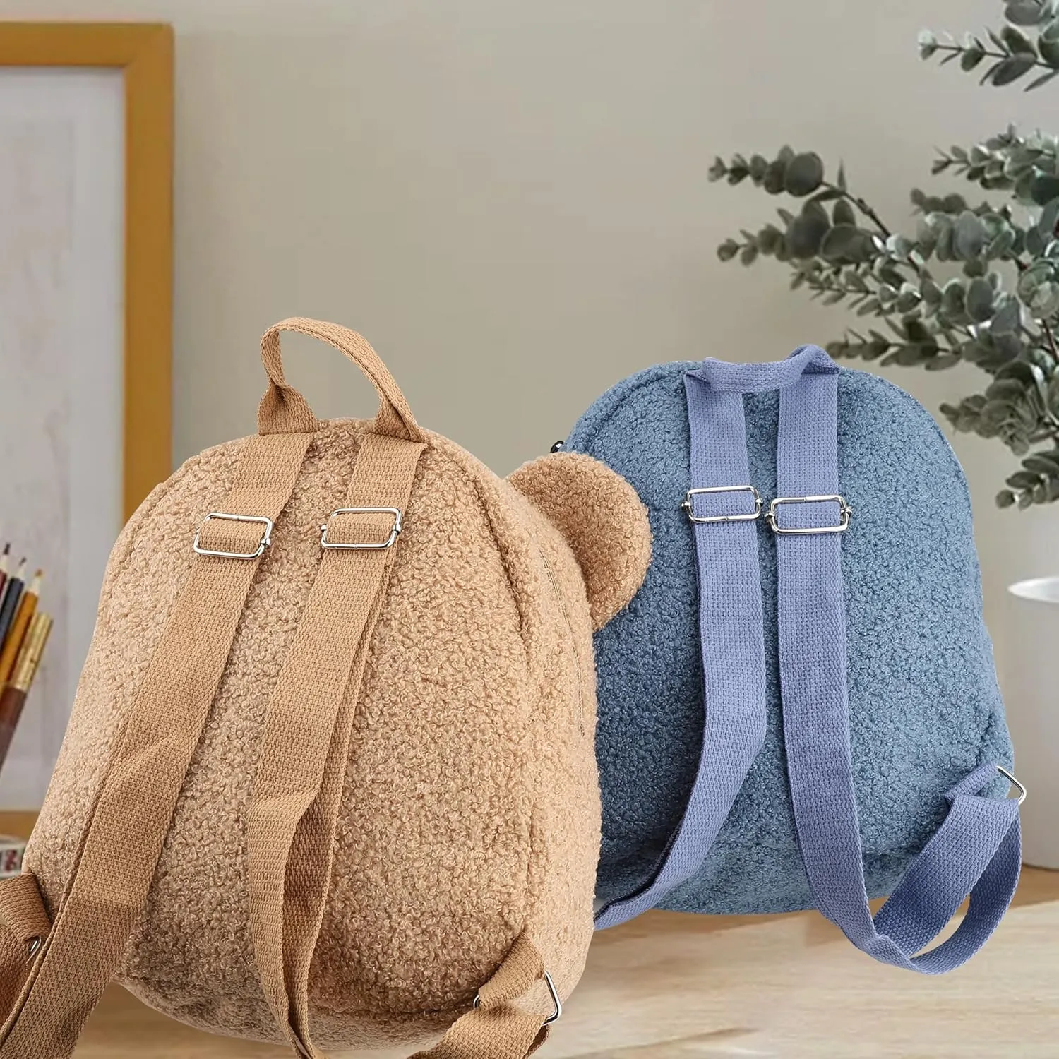 Plush Teddy Bear Backpack Embroidered Name Fluffy Backpack Cute Bear Stuffed Animal Backpack Mini Bear Bag
