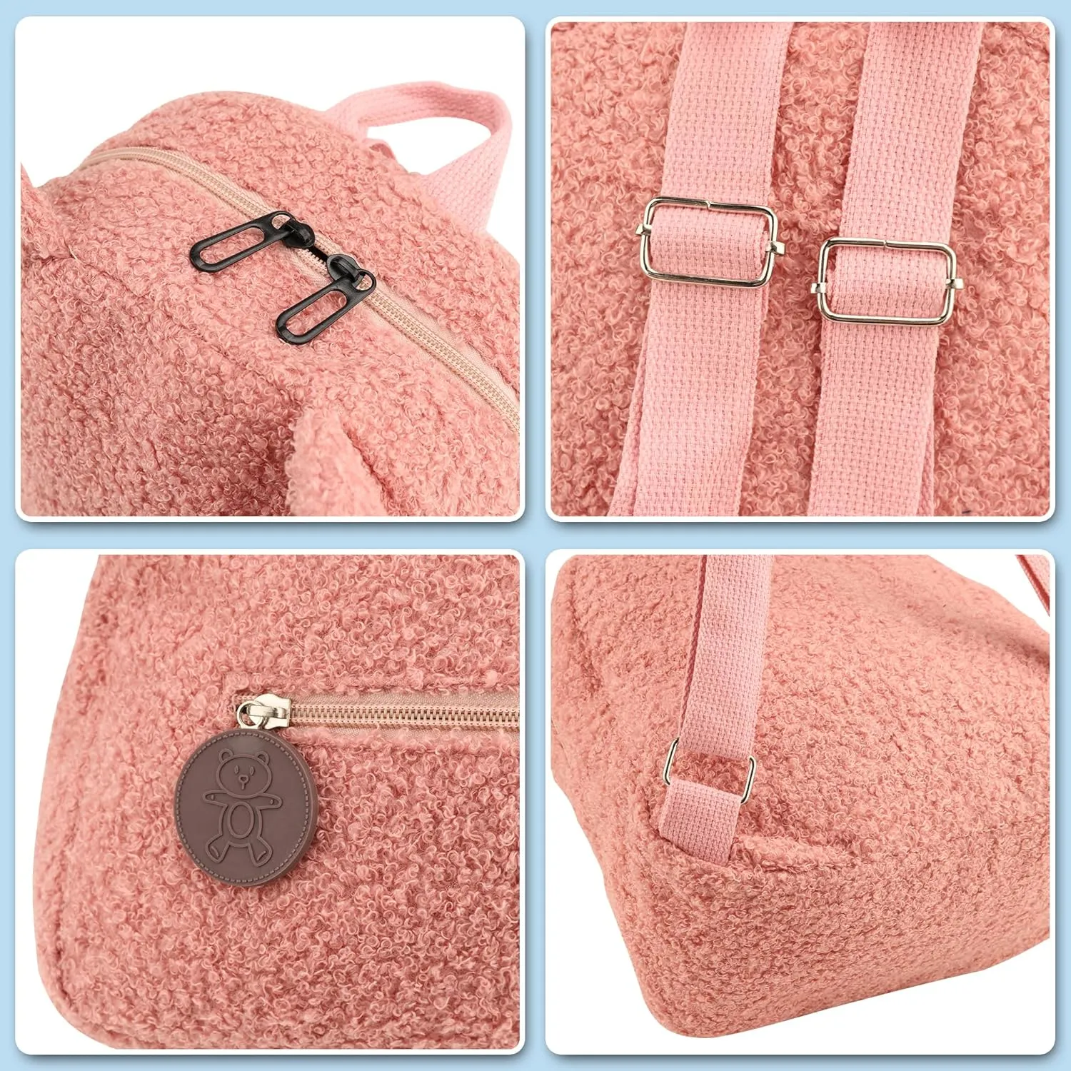 Plush Teddy Bear Backpack Embroidered Name Fluffy Backpack Cute Bear Stuffed Animal Backpack Mini Bear Bag