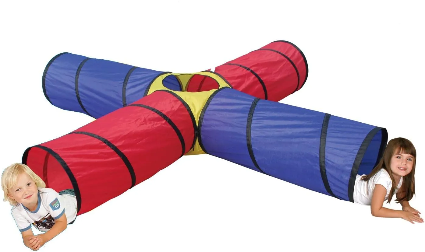 POCO DIVO 4-Way Tunnel Pop-up Fun Junction Set 8 Feet Toy Tent Kids Play Tube
