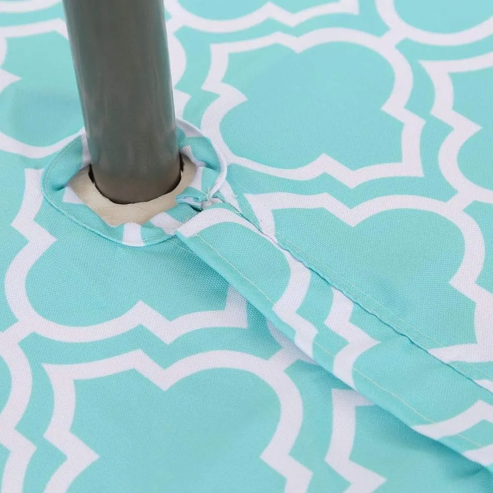 Poise3EHome Outdoor Tablecloth Rectangle with Umbrella Hole Waterproof Spillproof for Patio Table Picnic Camping Spring Summer, Aqua Blue (60X104 Zipper)
