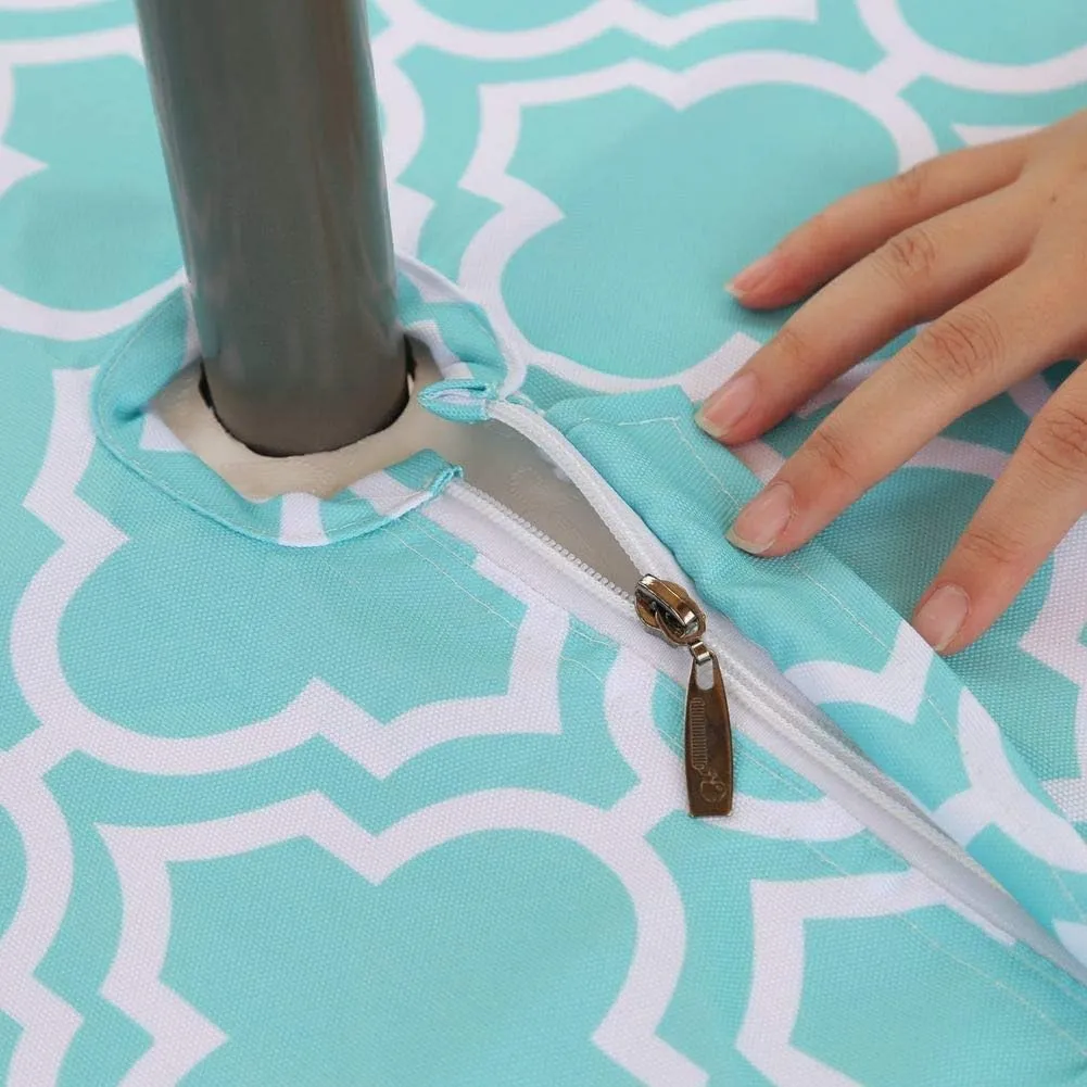 Poise3EHome Outdoor Tablecloth Rectangle with Umbrella Hole Waterproof Spillproof for Patio Table Picnic Camping Spring Summer, Aqua Blue (60X104 Zipper)