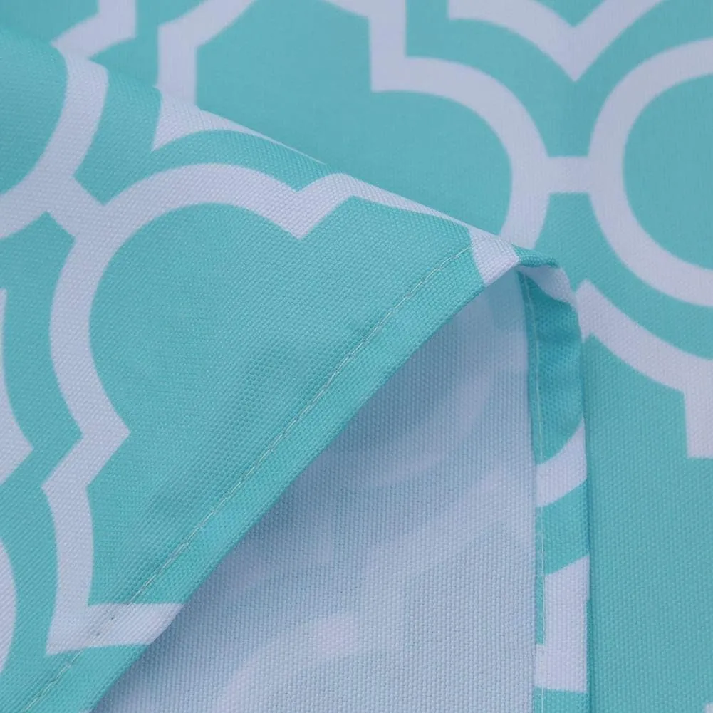 Poise3EHome Outdoor Tablecloth Rectangle with Umbrella Hole Waterproof Spillproof for Patio Table Picnic Camping Spring Summer, Aqua Blue (60X104 Zipper)