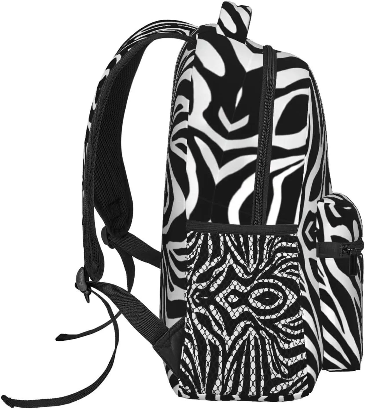 Polyester Daypack Backpack for Climbing Outdoors Running - Big Capacity Multipurpose Anti-Theft Bookbag, Zebra Stripe Art Travel Hiking & Camping Rucksack