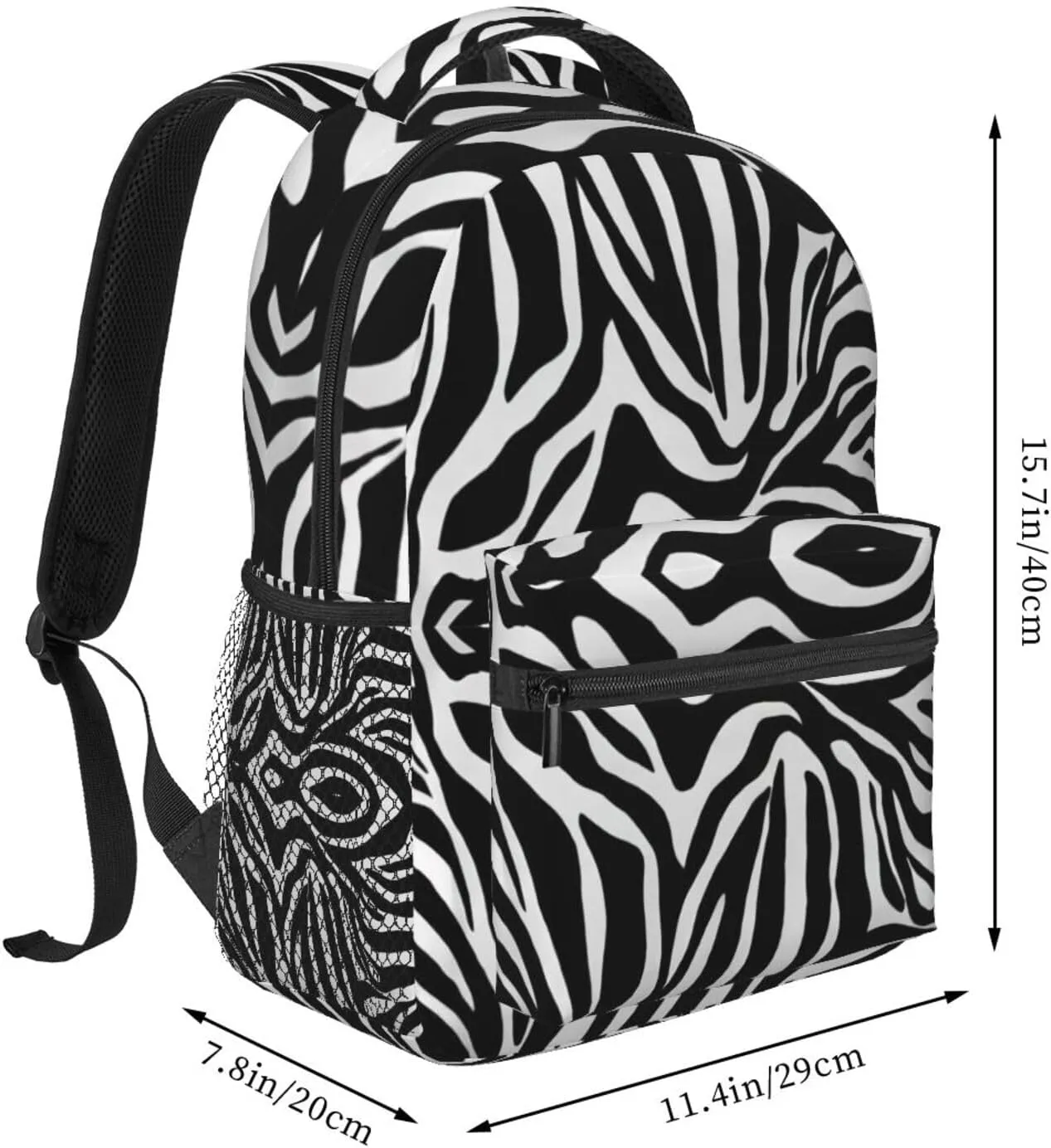 Polyester Daypack Backpack for Climbing Outdoors Running - Big Capacity Multipurpose Anti-Theft Bookbag, Zebra Stripe Art Travel Hiking & Camping Rucksack