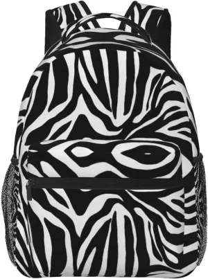 Polyester Daypack Backpack for Climbing Outdoors Running - Big Capacity Multipurpose Anti-Theft Bookbag, Zebra Stripe Art Travel Hiking & Camping Rucksack