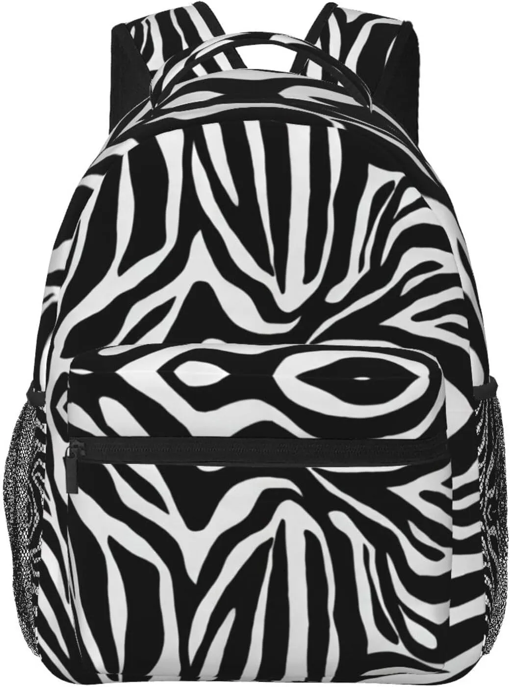 Polyester Daypack Backpack for Climbing Outdoors Running - Big Capacity Multipurpose Anti-Theft Bookbag, Zebra Stripe Art Travel Hiking & Camping Rucksack