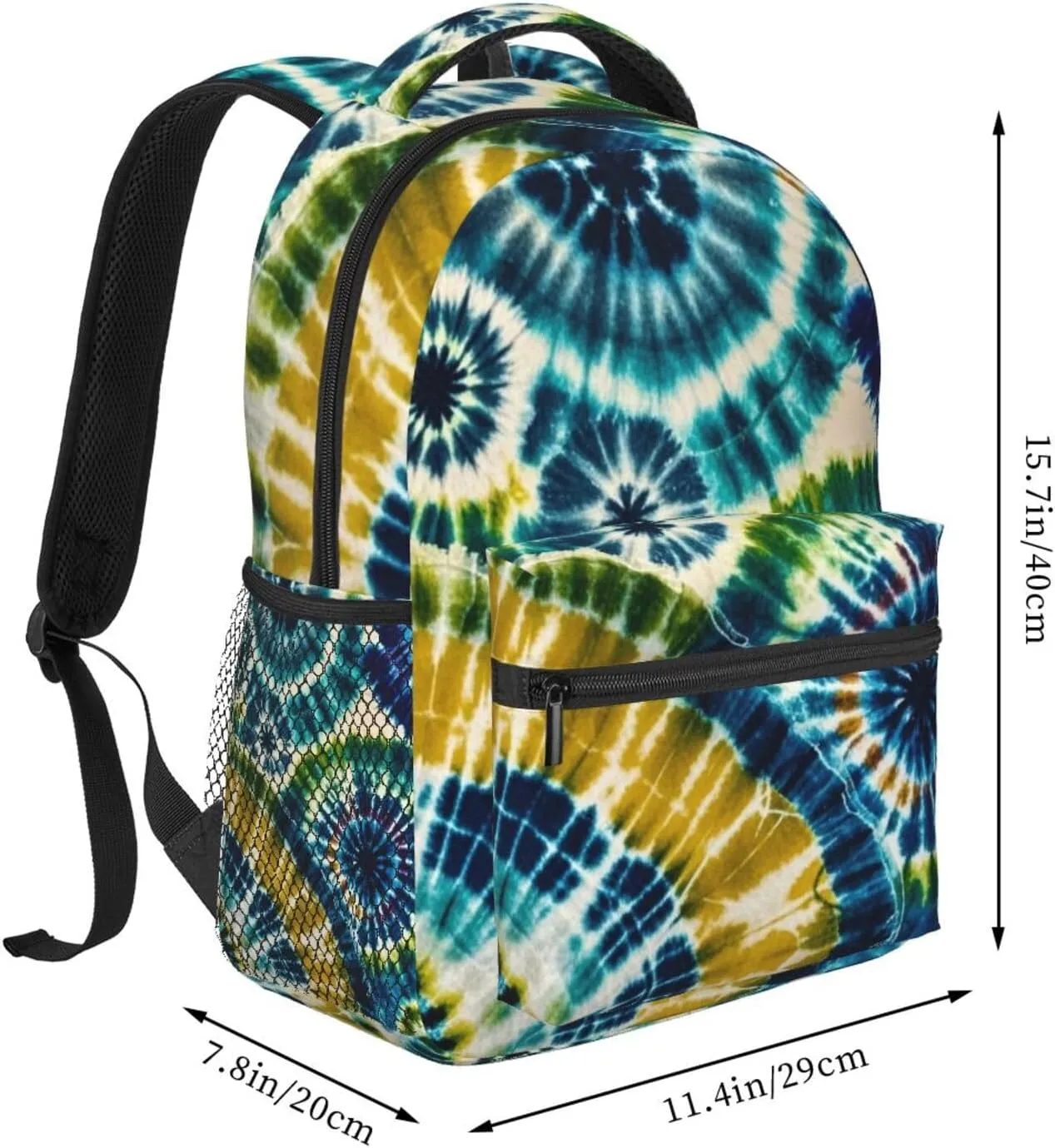 Polyester Daypack for Hiking Work Running - Big Capacity Anti-Theft Multipurpose Shoulder Bag, Tie Dye Art Travel and Sport Backpack Rucksack