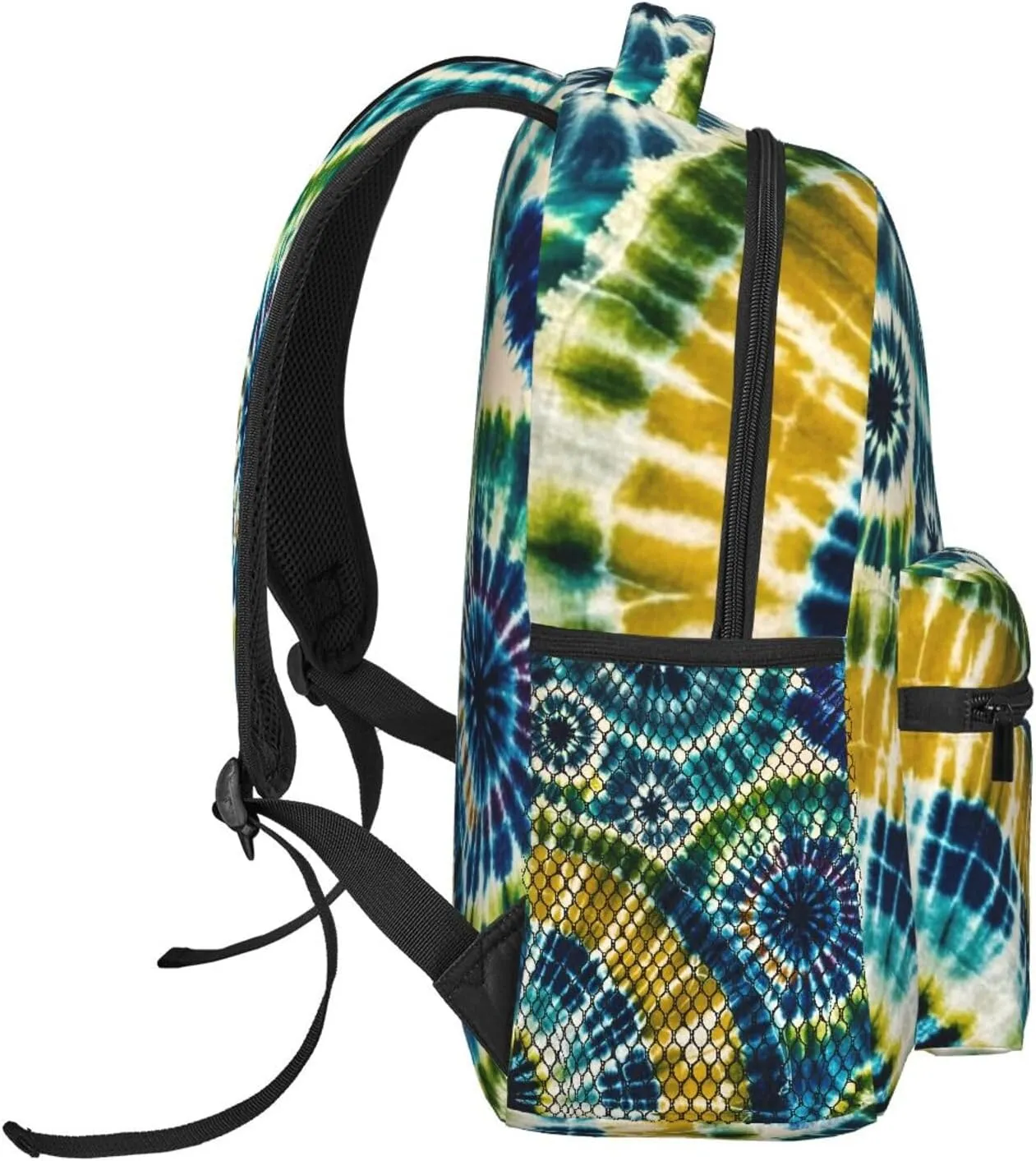 Polyester Daypack for Hiking Work Running - Big Capacity Anti-Theft Multipurpose Shoulder Bag, Tie Dye Art Travel and Sport Backpack Rucksack