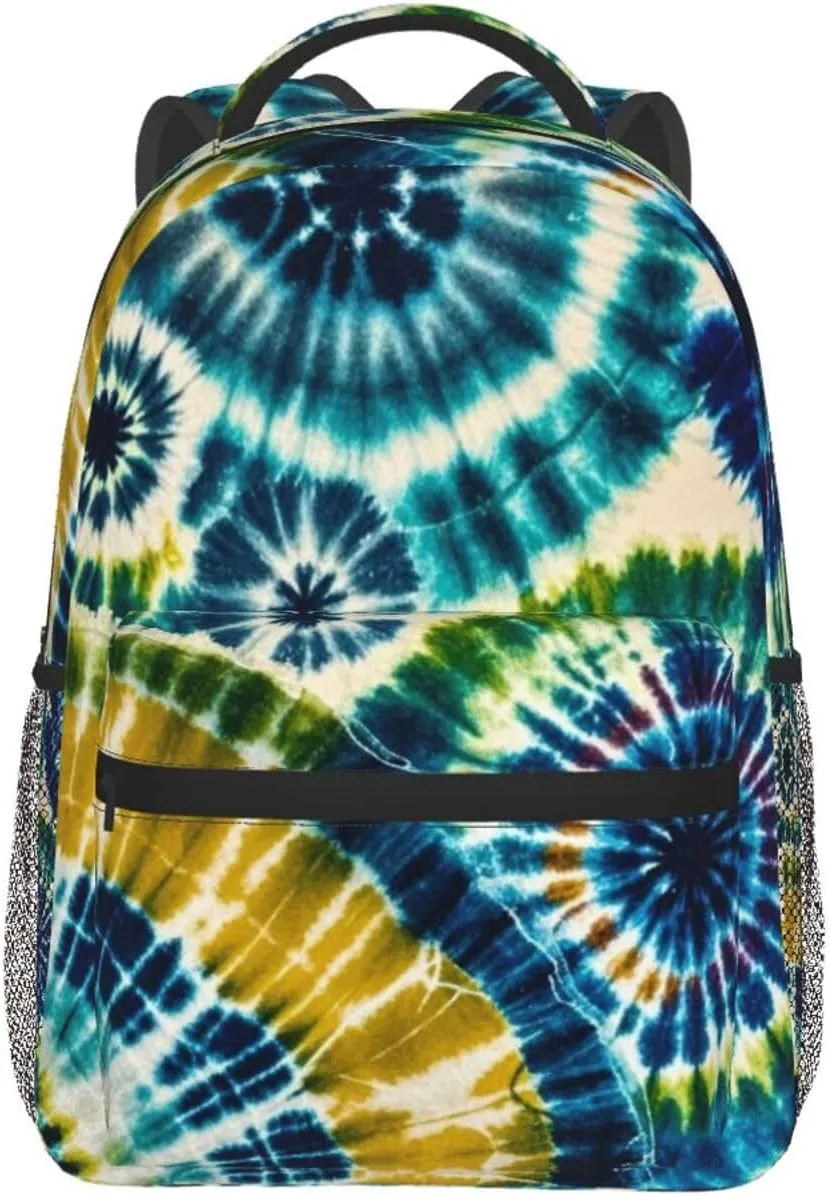 Polyester Daypack for Hiking Work Running - Big Capacity Anti-Theft Multipurpose Shoulder Bag, Tie Dye Art Travel and Sport Backpack Rucksack