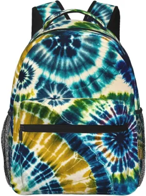 Polyester Daypack for Hiking Work Running - Big Capacity Anti-Theft Multipurpose Shoulder Bag, Tie Dye Art Travel and Sport Backpack Rucksack