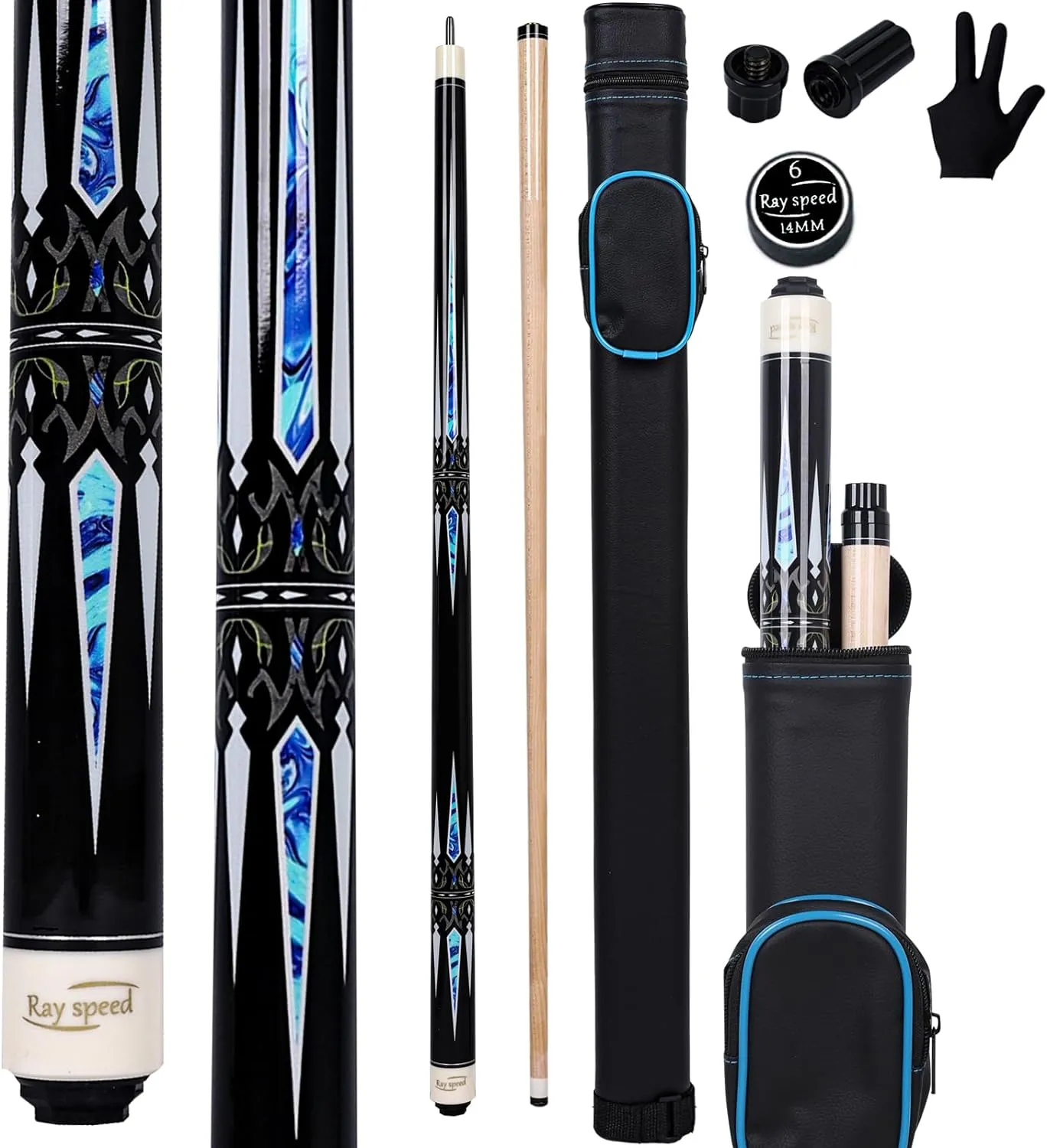 Pool Cue Stick with Hard Case Hardwood Canadian Maple Professional Billiard Pool Stick 58" 2-Pieces 19/20oz Pool Stick Set