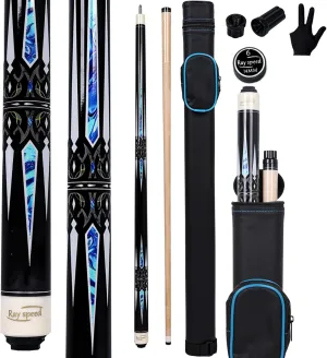 Pool Cue Stick with Hard Case Hardwood Canadian Maple Professional Billiard Pool Stick 58" 2-Pieces 19/20oz Pool Stick Set