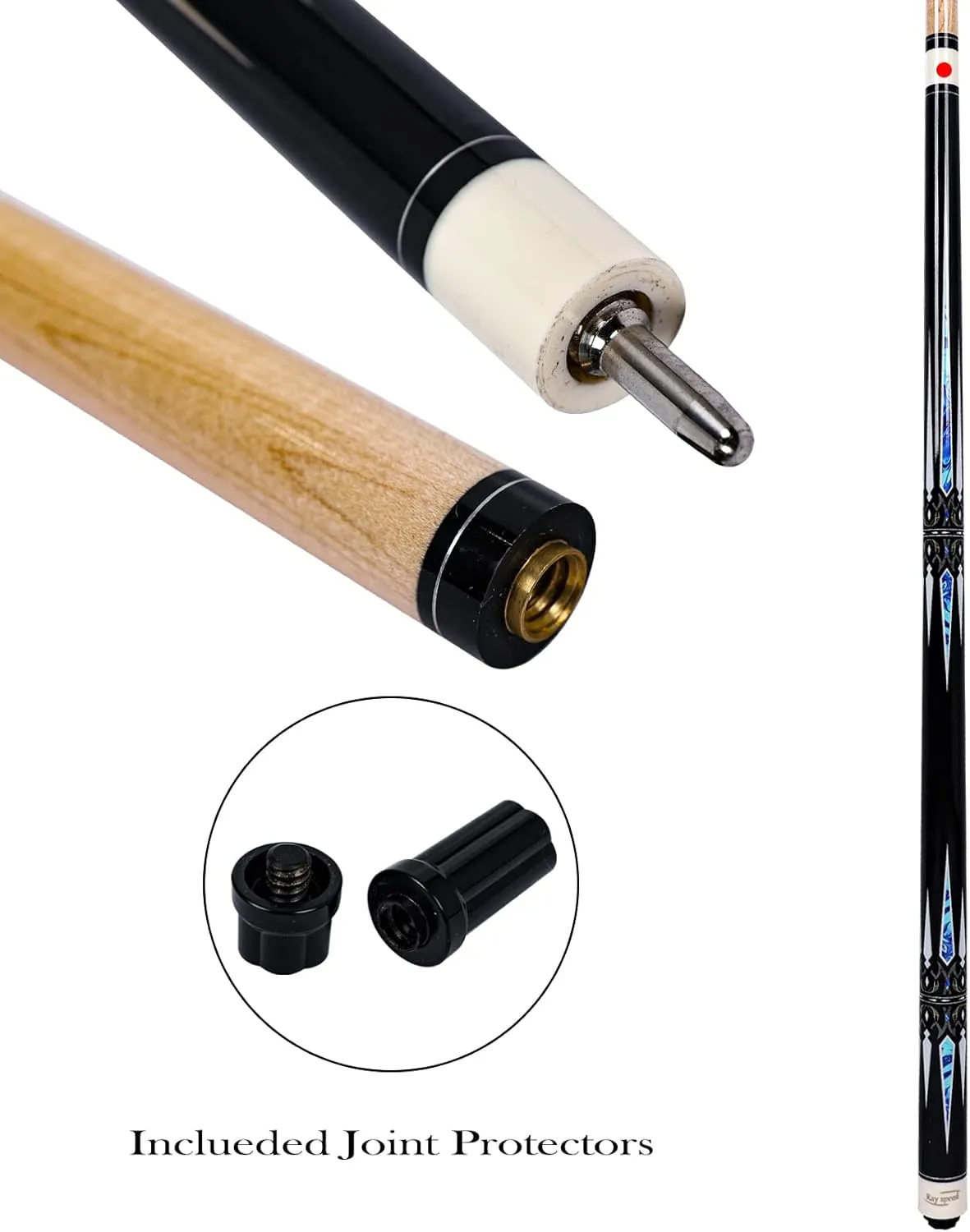 Pool Cue Stick with Hard Case Hardwood Canadian Maple Professional Billiard Pool Stick 58" 2-Pieces 19/20oz Pool Stick Set