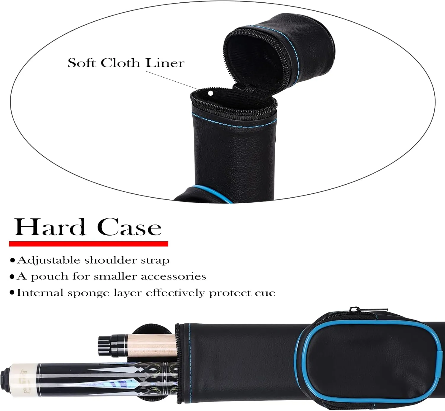 Pool Cue Stick with Hard Case Hardwood Canadian Maple Professional Billiard Pool Stick 58" 2-Pieces 19/20oz Pool Stick Set