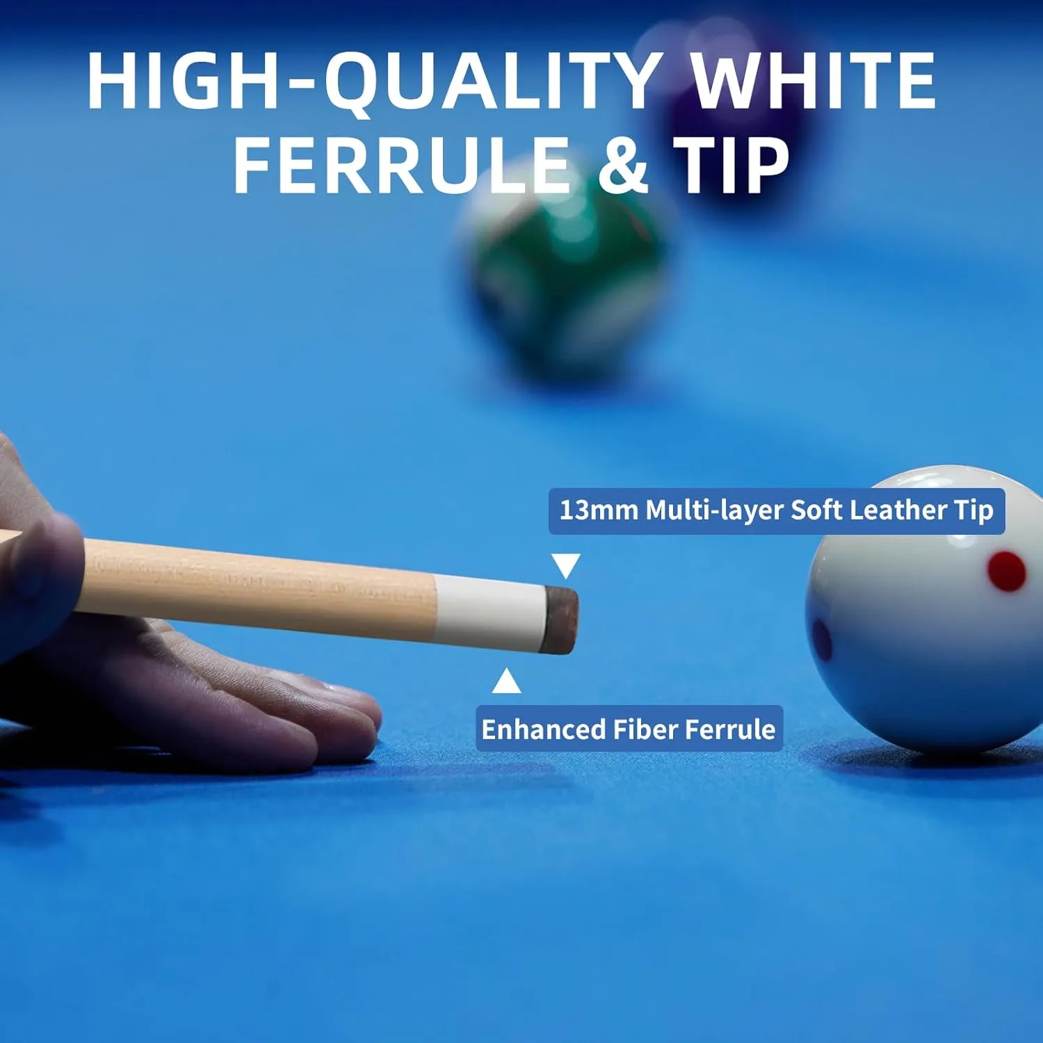 Pool Cue Stick/Billairds cue Stick with 13mm Fiber Leather tip, Different Size, 58“ or 48" or 42" Set of 2, Set of 4, Weight 18OZ,