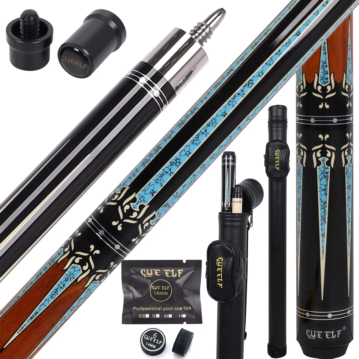 Pool Cue Stick,Low Deflection Shaft Billiard Cue Sticks with 1X1 Hard Case,Professional Billiards Ques Sticks with 13mm Tips,19.5-20 oz Pool Stick Set