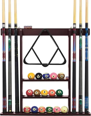 Pool Stick Holder Cue Stick Holder Wall Mount Billiard Cue Racks Holds Billiards Accessories for Billiard Room,Bar Room,Game Room（Mahogany）