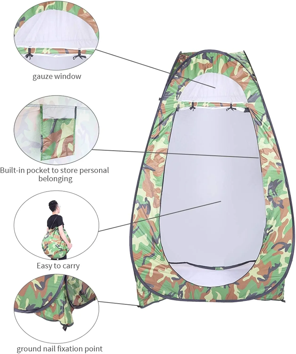 Pop Up Shower Tent Portable Outdoor Toilet Dressing Fitting Room Privacy Shelter Tent for Fishing shelter，Changing Clothes，Outdoor Shower