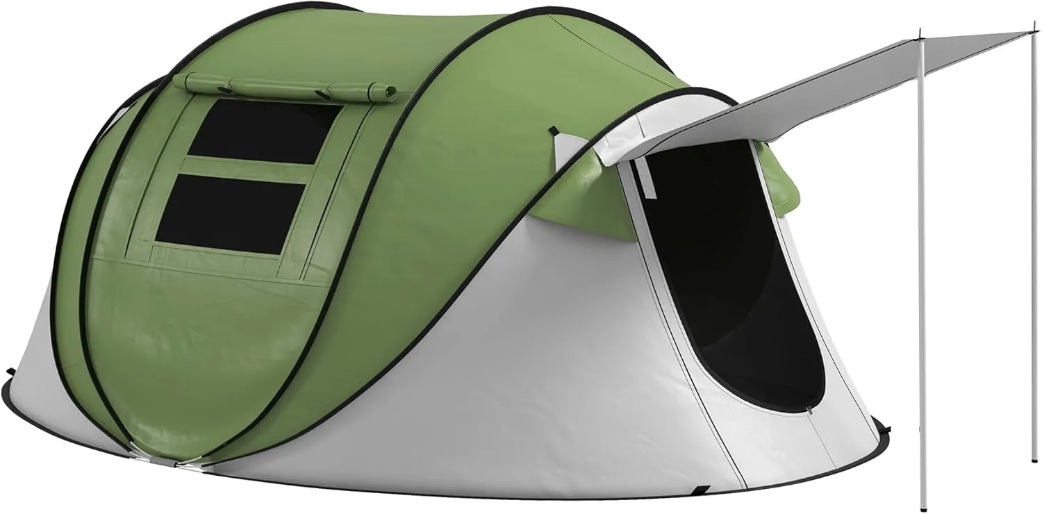Pop Up Tent, Instant Camping Tent with Porch and Carry Bag, 3000mm Waterproof, for 2-3 People, Green, (Poles Included)