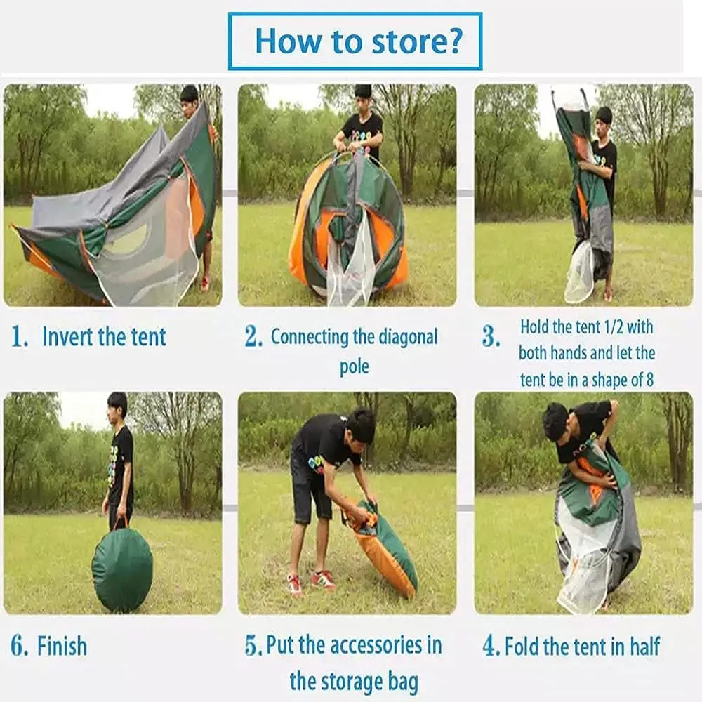 Pop-Up Tents 3-4 Person Orange Lightweight,with Easy Set-Up Portable Dome Tents,for Outdoor Activities,Beach Tent