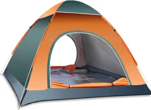 Pop-Up Tents 3-4 Person Orange Lightweight,with Easy Set-Up Portable Dome Tents,for Outdoor Activities,Beach Tent