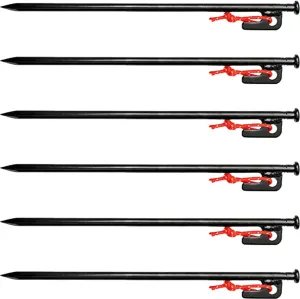 POPETPOP 6Pcs Heavy Duty Tent Stakes Ground Pegs for Camping Tarp and Durable Lightweight Easy to Use with Storage Bag for Outdoor Adventures
