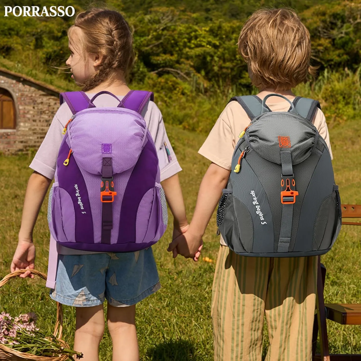 PORRASSO Hiking Backpack 5L Daypack Rucksack Lightweight Waterproof Women Men Backpack for Camping Daily Use Grey