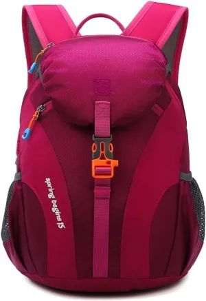 PORRASSO Hiking Backpack Daypack 15L Rucksack Lightweight Waterproof Backpack for Women Men Trekking Cycling Climbing Outdoor Sports Rose Red